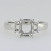 Sterling Silver Semi Mount Ring Setting Cushion CU 9x7mm CU 5x2.5 Whit - Syzjewelry
